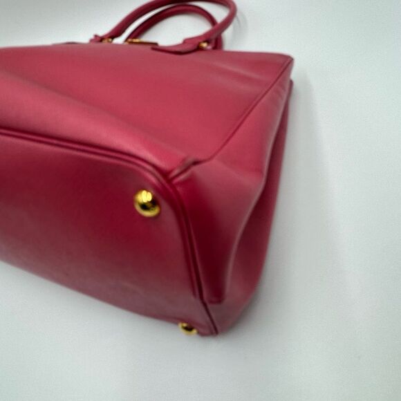Auth Prada Pink Saffiano Leather Double Zipper Lux Galleria Tote Bag - Picture 9 of 13